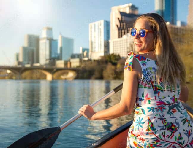 Paddler on Lady Bird Lake Austin Texas